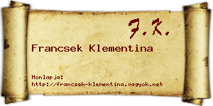 Francsek Klementina névjegykártya